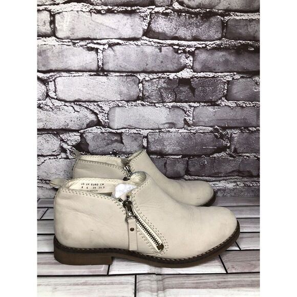 Hush Puppies Medium Moyen Ivory Suede Leather Zip Heel Booties Women Sz 8M US/39 - Picture 16 of 16